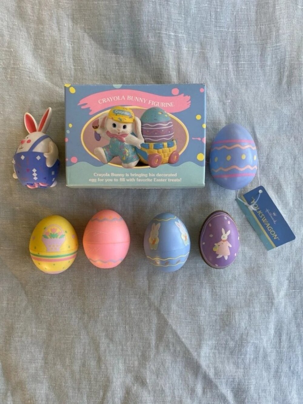 Lot of 7 vintage 90s Hallmark Easter rabbit bunny eggs decor wind up toys